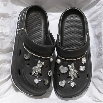 Slip-On Breathable Mesh Clog Shoes Anti-Slip Thick Bottom Cartoon Slippers for Men And Women Summer Outdoor Beach Wear Soft Sole