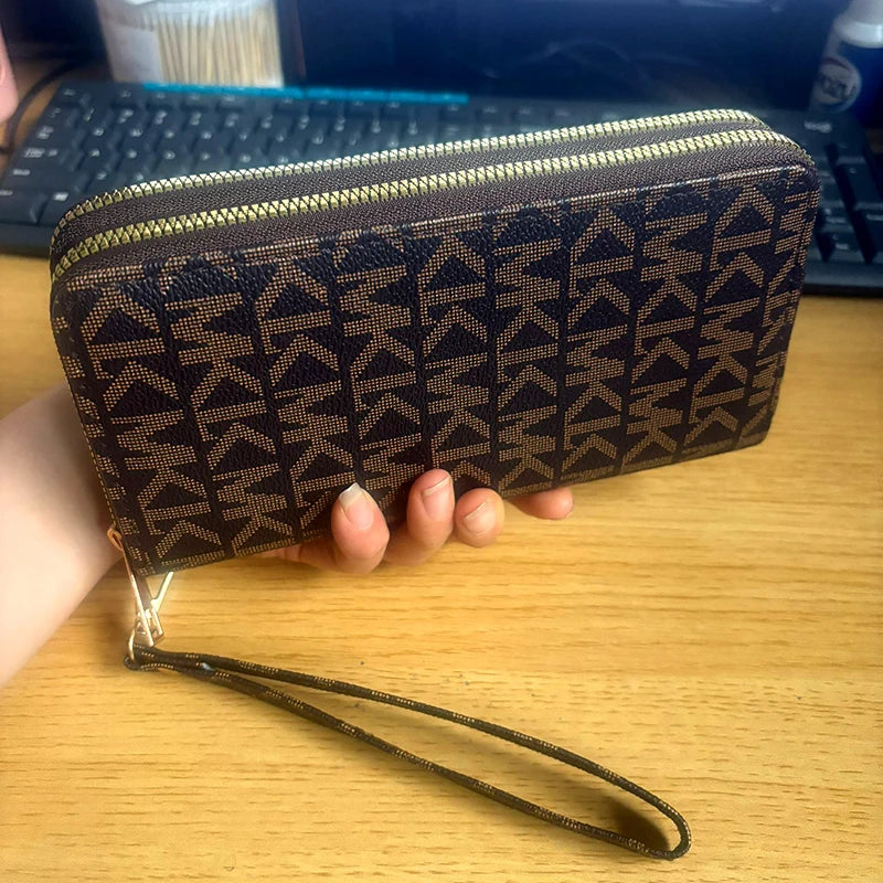 Woman Long Wallet Purse Clutch Wrist Bag Mobile Cell Phone Case Business Retro Madam Pu Leather Cigarette Money Bag Handy Purses