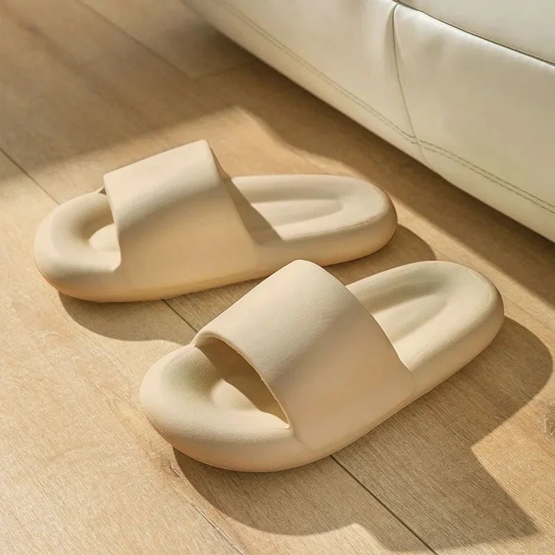 Thick Bottomed Slippers Women's Summer Home Indoor Bathroom Non-Slip Couple Slippers Men's Outerwear Trendy PVC Base