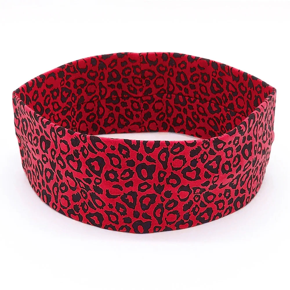 Colorful leopard print elastic cotton sports yoga running headband face wash headband
