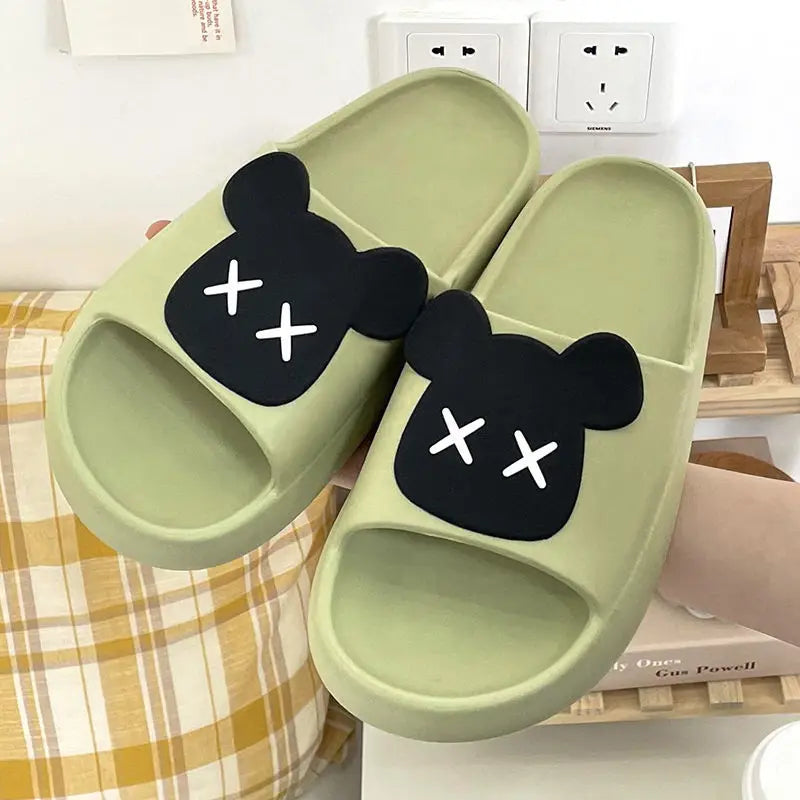 Casual Face Slippers Woman Flat Comfortable Teddy Bear Summer New 2024 Cute Home Women's Sandals Slipper Indoor House Slides Hot