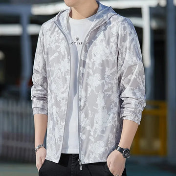 Summer Thin Men's Hooded Sunscreen Jacket Fashionable Trendy Versatile Student Outdoor Lightweight Sun Protection Clothing