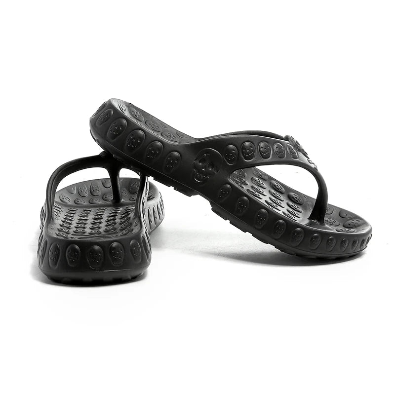 Fashion Personalized Skull Design Men Slippers Flip Flops Outdoor Beach Sandals Slides Thick Soft Bottom Non-slip Men Slippers