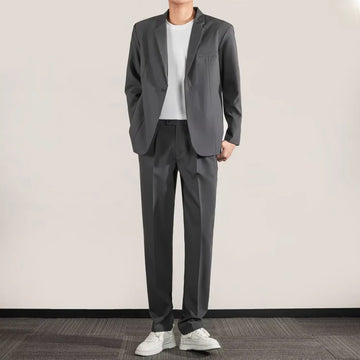 Casual Business Solid Color Western-style Clothes Suit For Men Trendy In Spring 2024 No Ironing Required Korean Style