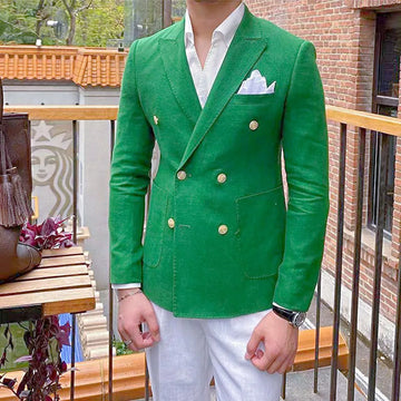 Mens Solid Double Breasted Slim Fit Lapel Blazers Business Prom Wedding Tuxedos Men's' Casual Business Fashion Versatile Suit