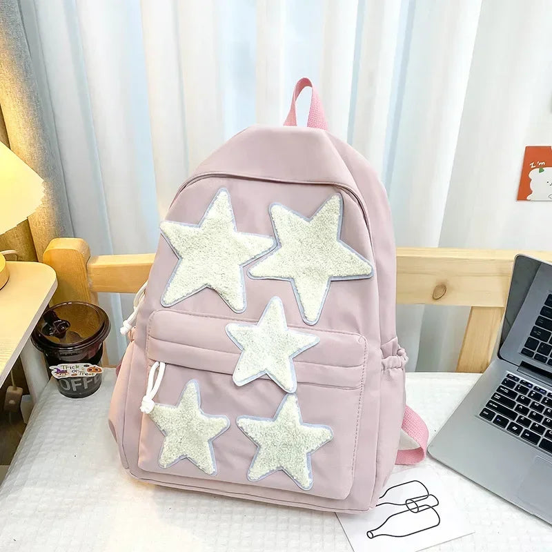 Waterproof School Backpack Fashion Stars Large Capacity Computer Backpack Nylon Shoulder Bags Kawaii Backpack Students Schoolbag