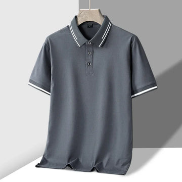 TFETTERS Men's Summer Polo Shirt Top Short Sleeve Turn Down Collar Solid Color Cotton White Casual T Shirt for Men Clothes