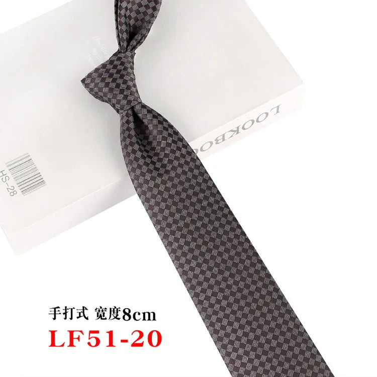 Blue Grey Gift To Boyfriend Vintage Fashion British Stripe Plaid Men's Hand Ties 8cm Brown Khaki Birthday Gift Silk Feel Tie