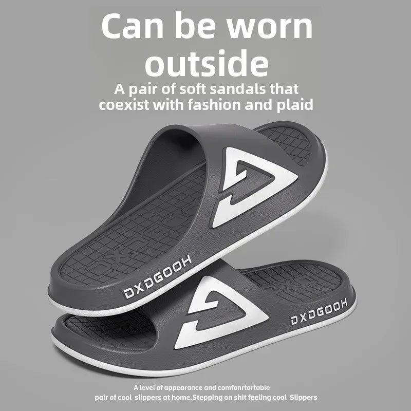 2024 New Men's Slippers Thick Base Indoor Home Bathroom Use Non-Slip Couple Slippers Outer Wear Men PVC Material Slides