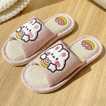 New Cute Unisex Couple Hemp Slippers For Indoor Use Silent Lightweight Cotton Hemp Fabric Slippers For Home Use Men