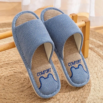 Linen Slippers For Women Spring Autumn Indoor Home Use Cotton Linen Step Shedding Feeling Home Couples Wholesale Slippers