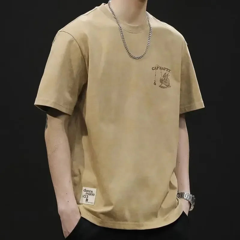 Vestiges Summer Thin Printed Short Sleeve Men's T-Shirt Loose Fit Top 2024 New Trendy High-End Body T-Shirt For Men