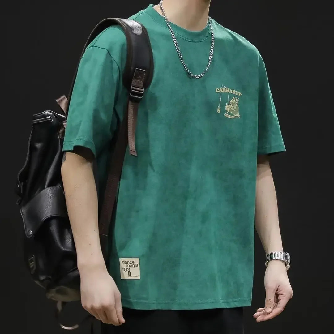Vestiges Summer Thin Printed Short Sleeve Men's T-Shirt Loose Fit Top 2024 New Trendy High-End Body T-Shirt For Men