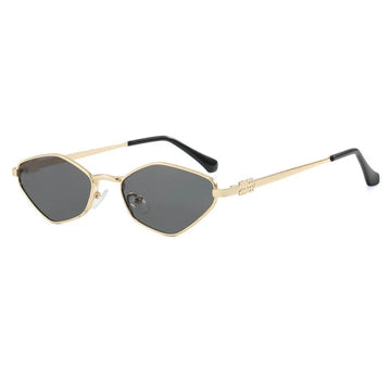 Luxury Metal Brand Sunglasses For Women Rhombus Designer Fashion Sun Glasses Stylish Popular Small Square Sunglasses 2024