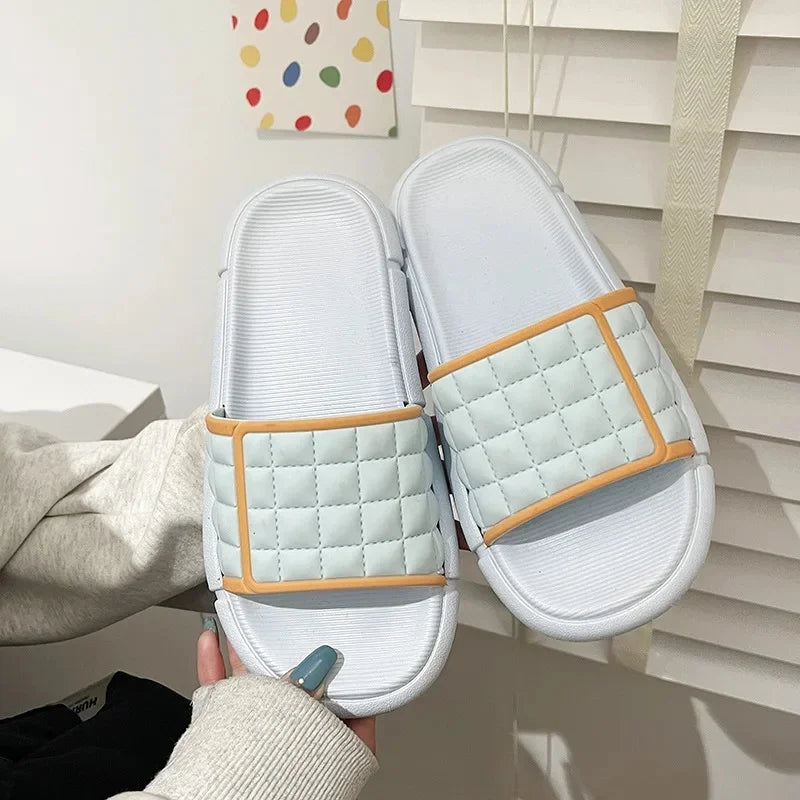 Cute Casual Korean Style Women's Slippers Summer Fashion Soft Sole Bathroom Home Use Thick Soft Bottom Sandals