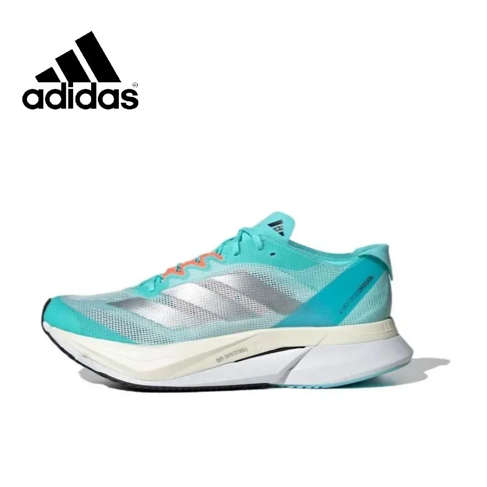 Adidas ADIZERO BOSTON 12 Men's and Women's Sneakers Breathable Shock Absorption Anti-slip Marathon Running Shoes Black and White