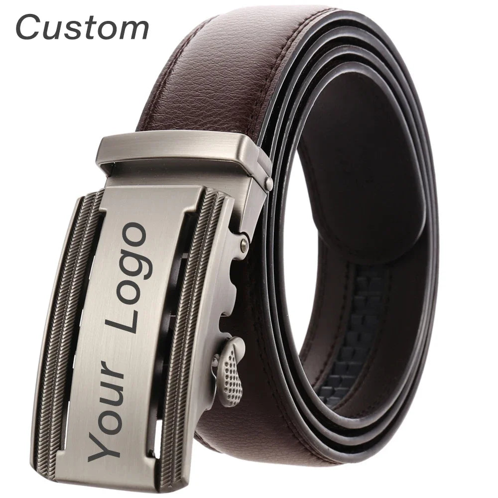 Personalized Mens White Leather Belt Business Custom Engraved Name Logo Men's Automatic Buckle Accessories Waistband Gifts