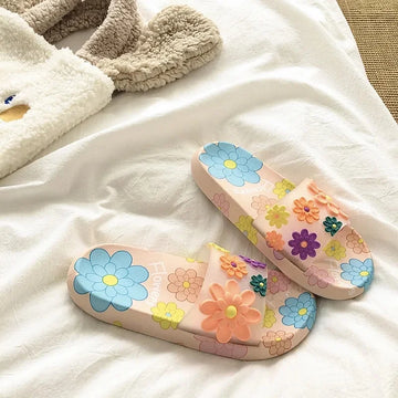Women's Summer Outdoor Cute Flower Soft Bottom Sandals Home Bathroom Slip-Resistant Cool Sandals PVC Material Leisure Style