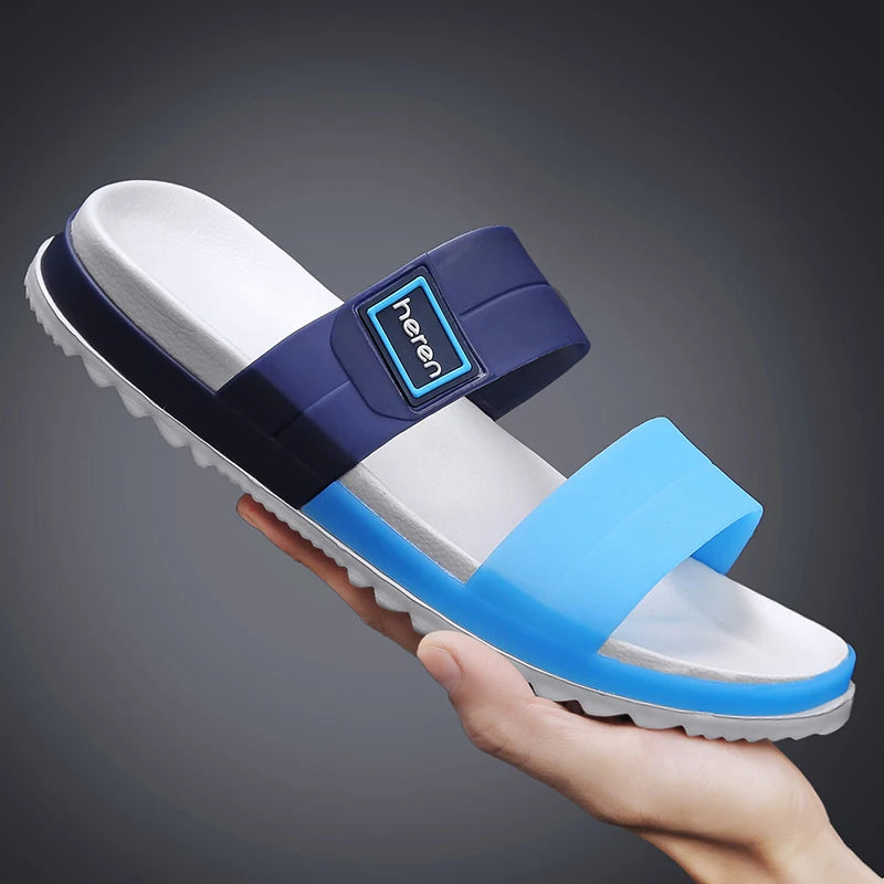 Brand Men Slippers Outdoor Indoor Designer Summer Soft Black Slippers Men Thick Fashion Beach Platform Shoes Non-slip Sandals