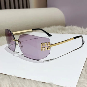 Retro Polygon Square Sunglasses Women Men Luxury Designer Black Oversized Rimless Sun Glasses Metal Frame Eyewear UV400