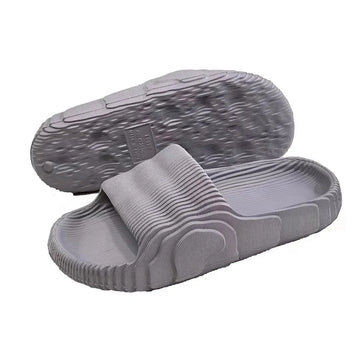 Men's Summer Wave Pattern Thick Bottom High End Slippers Super Soft Home Bathroom Outer Wear Slippers Rubber Sole Men's Flip Flo