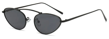Luxury Brand Designer Cat Eye Sunglasses Women 2024 Popular Metal   Frame Vintage Small Oval Sun Glasses UV400 Protect Black Lad