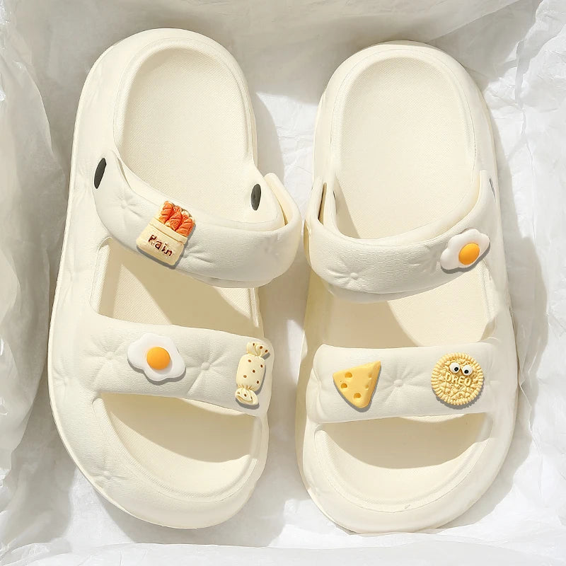 QYCKABY New Sandals Mute Shoes Slope Thick Platform Comfortable Buckle Fashion Women Shoes Beach Travel Slides Shoes Female 2024