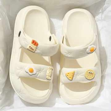 QYCKABY New Sandals Mute Shoes Slope Thick Platform Comfortable Buckle Fashion Women Shoes Beach Travel Slides Shoes Female 2024