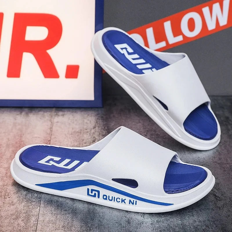 Summer Thick Bottom Men's Slippers Indoor Outdoor Couple Anti-Slip Bathroom Slippers Step-Shitting Feeling One-Piece Slippers