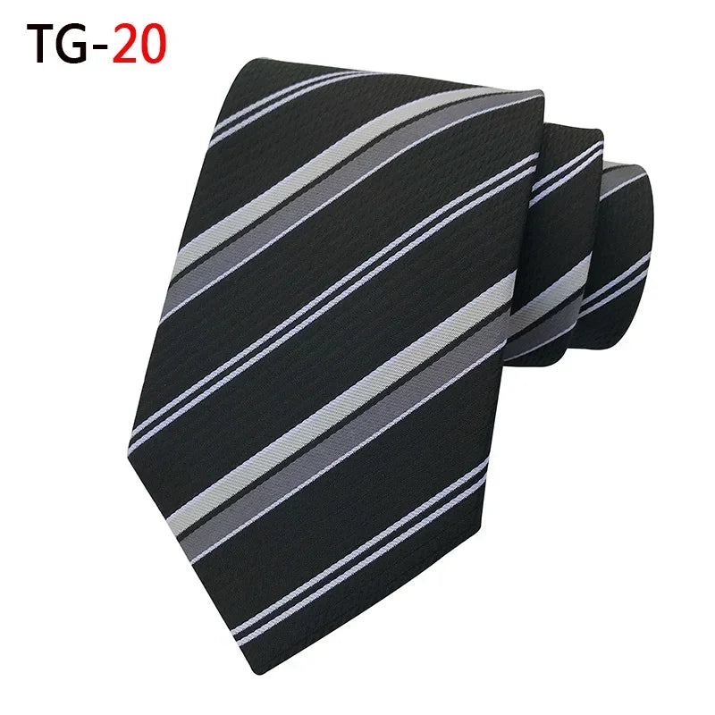 Leisure Versatile Men's Polyester Ties 8CM Striped Dots Plaid Neckties for Gentleman Business Groom Wedding Tie New Year's Gift