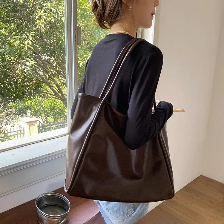 Texture Portable Tote Bag for Women Shoulder Underarm Bag Large Capacity Commuting Bag Niche Design Autumn Winter Handbags