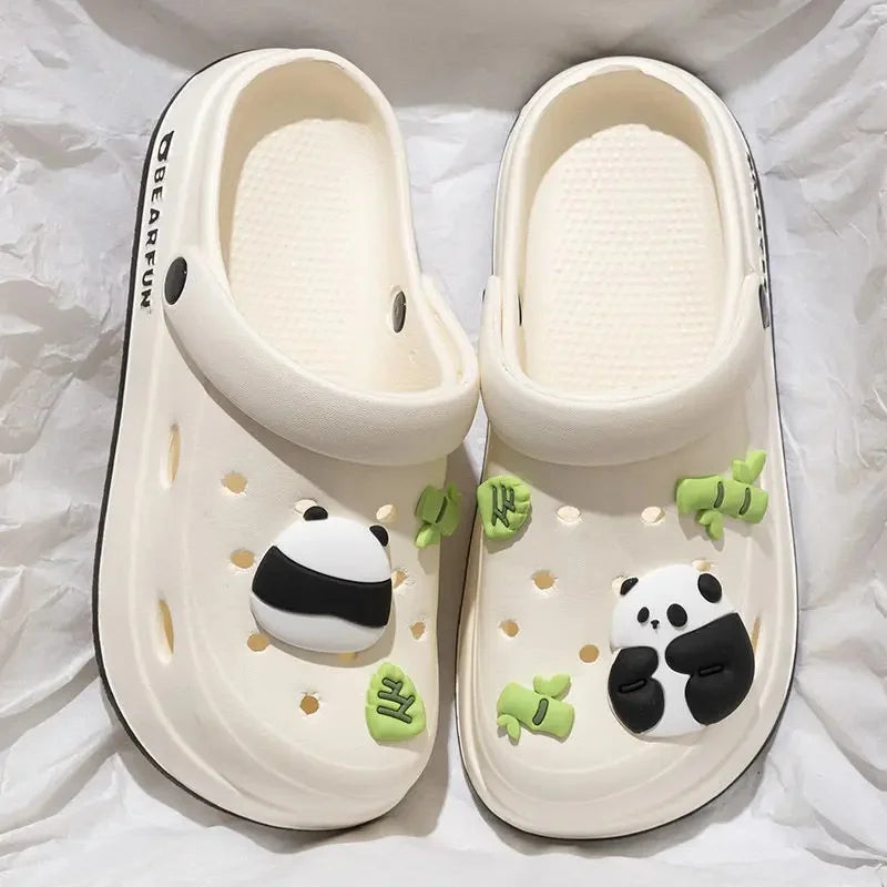 Slip-On Breathable Mesh Clog Shoes Anti-Slip Thick Bottom Cartoon Slippers for Men And Women Summer Outdoor Beach Wear Soft Sole