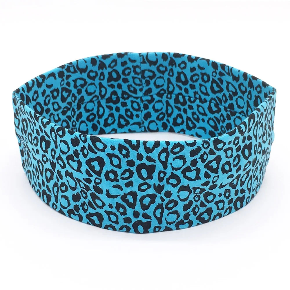 Colorful leopard print elastic cotton sports yoga running headband face wash headband