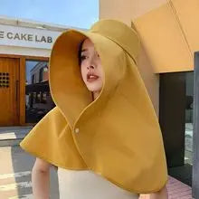 Large Shawl Sun protection Hat for Women's Neck protection Hat Wide Brim Shawl Sunscreen Ponytail Cap