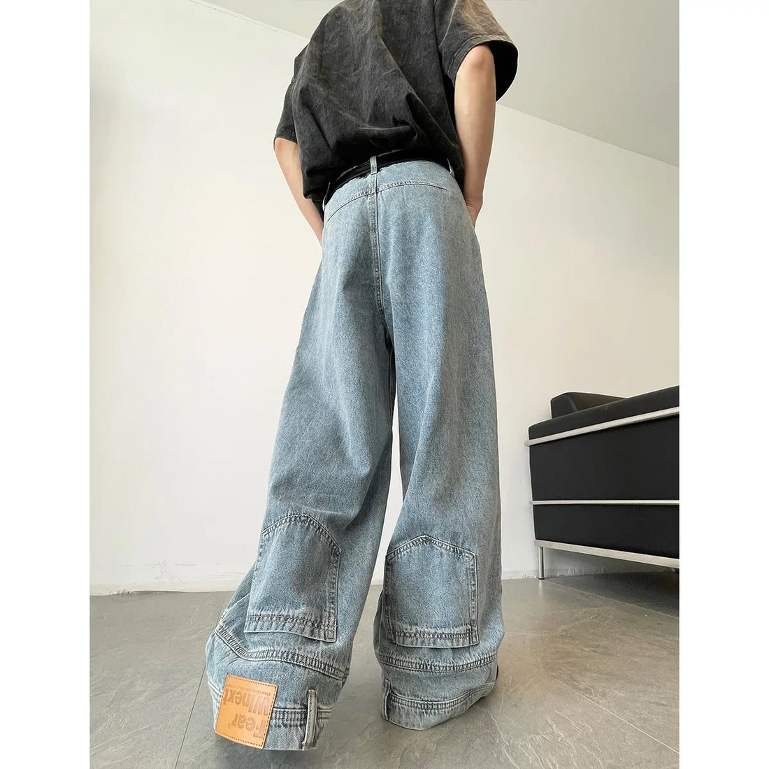 Trendy American Style Men's Jeans Loose Fit Straight Leg Wide Leg Casual Style Spring Season 2024 New Arrival Vibewashing