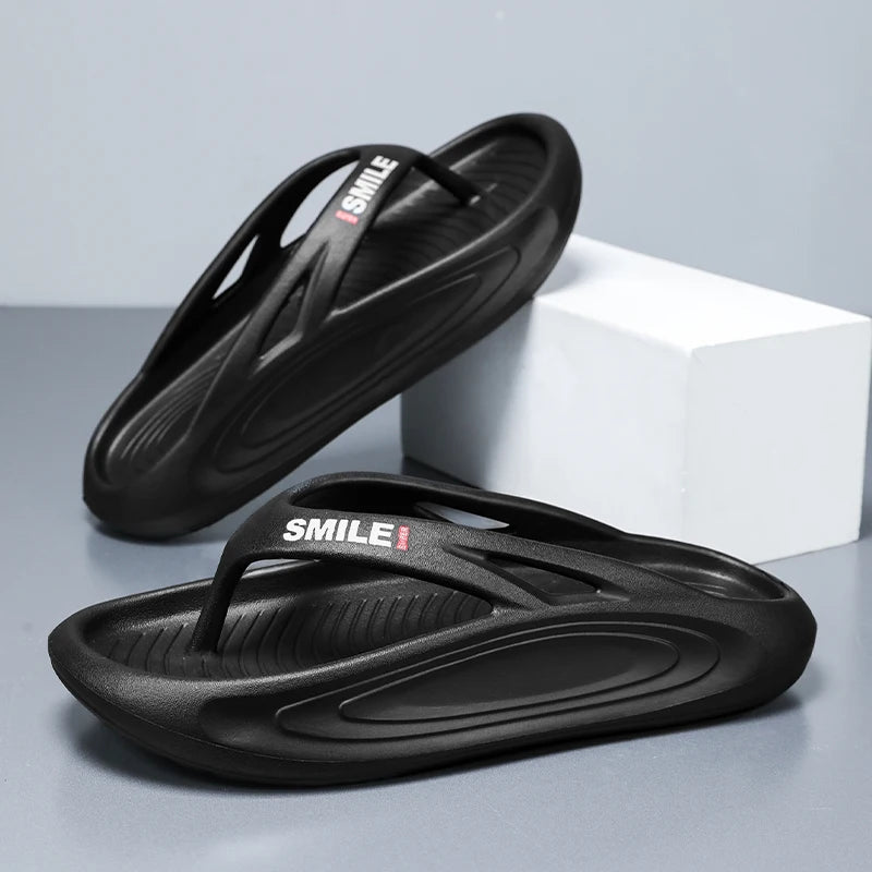 Men's Flip Flops Outdoor Indoor Slippers Comfortable Thick Soft Sole Slide Men Beach Sandals Non-slip Bathroom Home Men Slippers