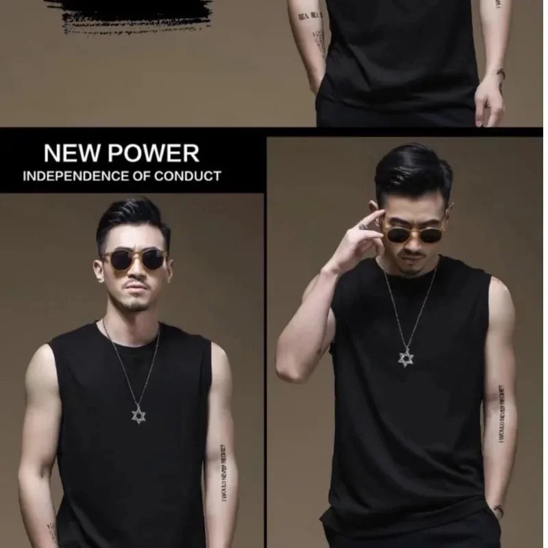 Men's Sleeveless Vest Quick Dry Fitness Summer Top Inner Wear Training Basketball Sport Outerwear Shoulder T-Shirt