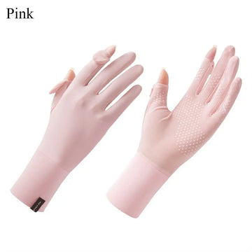 Fashion Ice Silk Sunscreen Gloves Female Summer Spring Cycling Driving Running Sport Thin Elastic Anti-UV Sun Protection Mittens