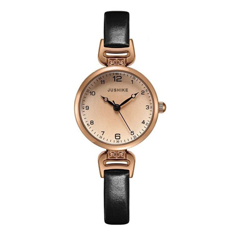 MAYZHISU Women's Watches for Women Quartz Wristwatch Ladies Small Bracelet Watch PU Leather Thin Retro Girls Gifts
