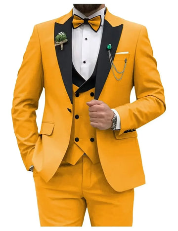 Blue Men Suits Slim Fit 3 Piece Double Breasted Suit Men Wedding Prom Party Business(Blazer+Vest+Pants) Wedding Suits for Men