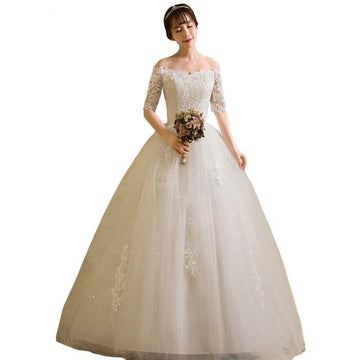 Customized Plus size Half Sleeve Off Shoulder wedding Dresses New Floor Length Bride Ball Gown Vestid Princess Vestidos De Novia