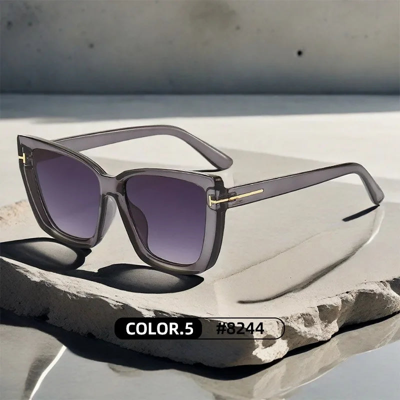 Brand Designer Cat Eye Sunglasses W omen Vintage 2024 High Quality Sun Glasses Fashion Big Frame Cool Sexy Female Oculos