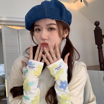 2024 Flower Bowknot Ice Sleeve Summer Breathable Sun Protection Sleeves Girls Cycling Driving Gloves Sunscreen Arm Sleeves New