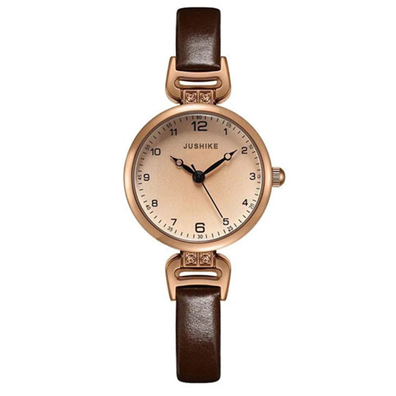 MAYZHISU Women's Watches for Women Quartz Wristwatch Ladies Small Bracelet Watch PU Leather Thin Retro Girls Gifts