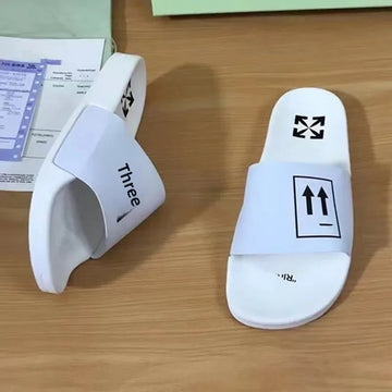 2022 New Trendy Vietnamese Men's Beach Slippers Jubilee Brand Letter Stripe Arrow Printing Fresh Style Rubber Sole Male Sandals