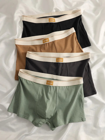 4PCS men's boxers Soft, comfortable and breathable teenage boxers