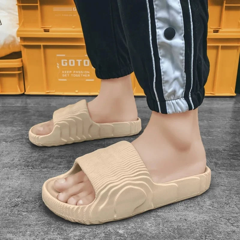 Trendy 2022 Summer New Men's Slippers One-Row Outer Wear Plus Size Thick Bottom Sand Excrement Outdoor Beach Slippers