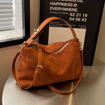 Large Capacity Crossbody Commuting Tote Bag Advanced Retro Bag for Women's 2025 New Textured Frosted Shoulder Bag with
