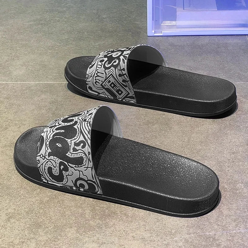 Trendy High-End Feel Summer Slippers For Men Soft EVA Sole Anti-Slip Beach Sandals European Style Outer Wear