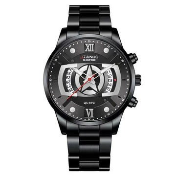 YIKAZE Luxury Quartz Stainless Steel Watches  Calendar for Men Business Fashion Wrist Watch Multifunction Sports Watch for Men